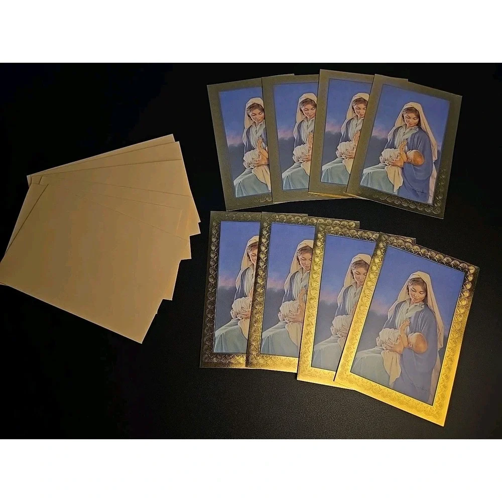 Plus Mark Religious 8 Christmas‎ Holiday Cards Mary With Baby Jesus Envelopes